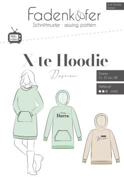 Papierschnittmuster X-te Hoodie Damen - Fadenkäfer